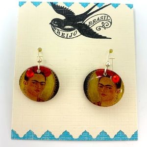 Frida Khalo Art Earrings Mexican